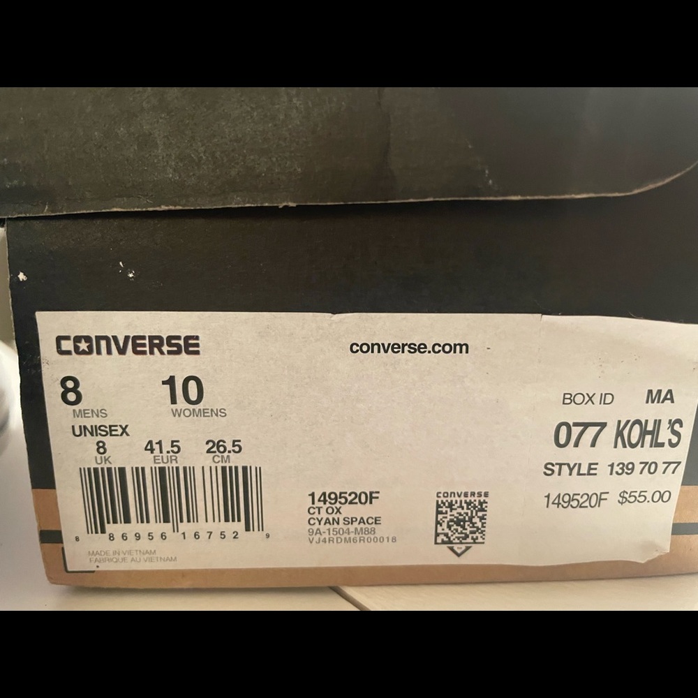 Converse Blue Canvas Low Top Sneakers with White Accents - Picture 5 of 6